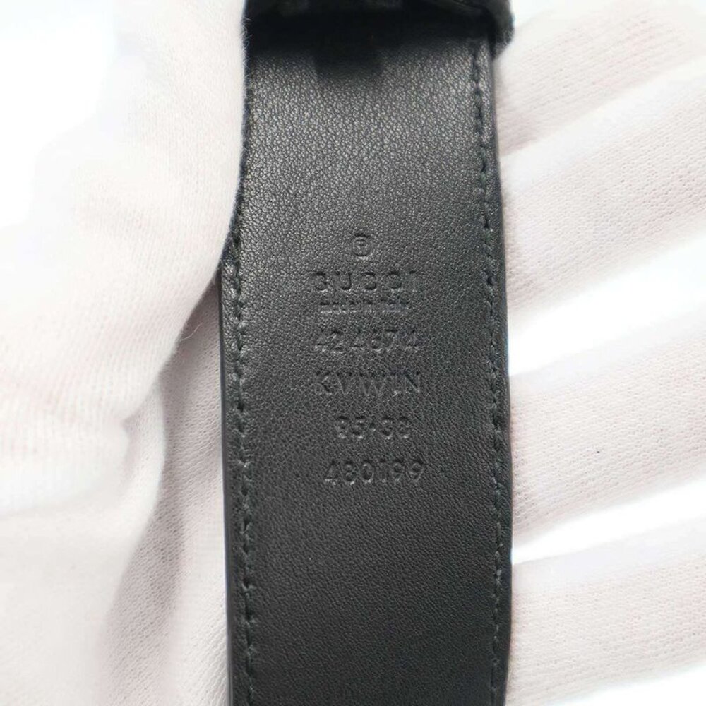 Gucci GG Kaleido Leather Belt Black Beige 95-38 - Picture 5 of 6